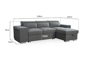 Ashvire Grey Universal Corner Sofabed