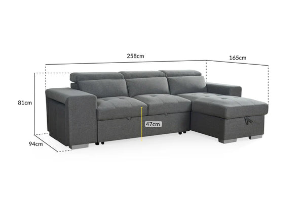 Ashvire Grey Universal Corner Sofabed