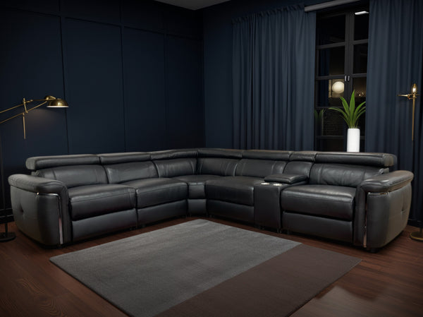 Carrin Electric Recliner Sofa Black Large Corner