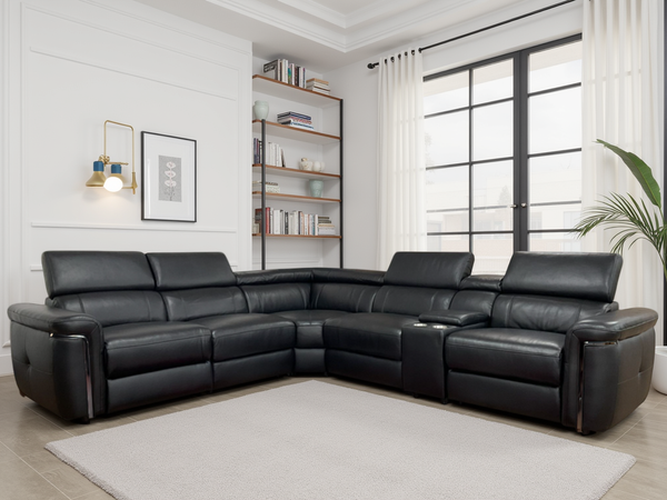 Carrin Electric Recliner Sofa Black Large Corner