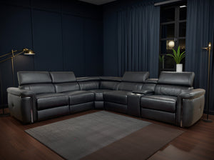 Carrin Electric Recliner Sofa Black Large Corner