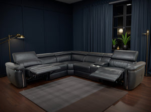 Carrin Electric Recliner Sofa Black Large Corner