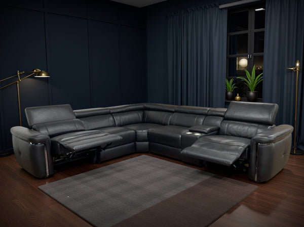 Carrin Electric Recliner Sofa Black Large Corner