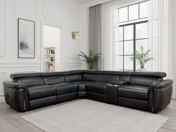 Carrin Electric Recliner Sofa Black Large Corner