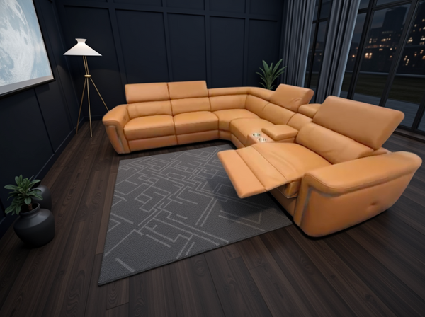 Carrin Electric Recliner Sofa Tan Large Corner