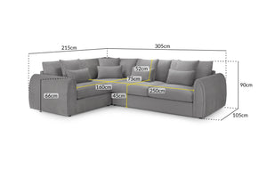 Celesyn Sofa Grey Left Hand Facing Corner