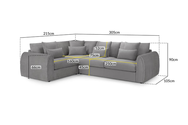 Celesyn Sofa Grey Left Hand Facing Corner