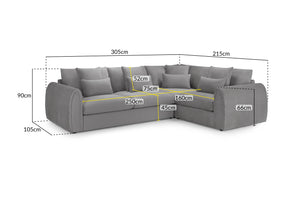 Celesyn Sofa Grey Right Hand Facing Corner