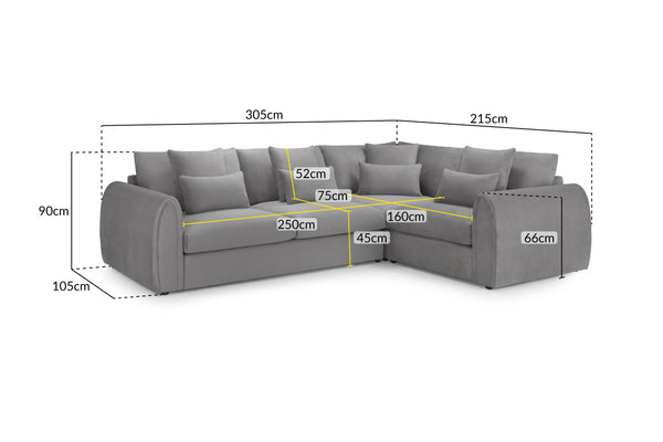 Celesyn Sofa Grey Right Hand Facing Corner