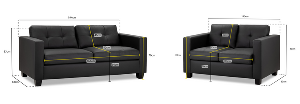Corvyn Sofa Black 3+2 Set