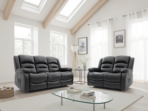 Cristallo Black 3+2 Seater Electric Recliner Sofa Set