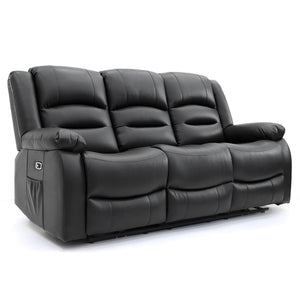 Cristallo Black 3 Seater Electric Recliner Sofa