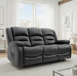 Cristallo Black 3 Seater Electric Recliner Sofa