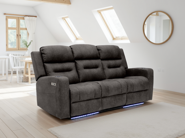 Lovico Tech Recliner Sofa Brown 3 Seater