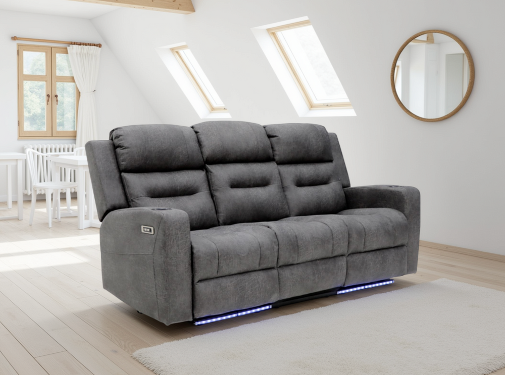 Lovico Tech Recliner Sofa Grey 3 Seater
