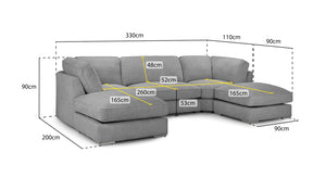 Lumara Fullback Sofa Grey U Shape Corner
