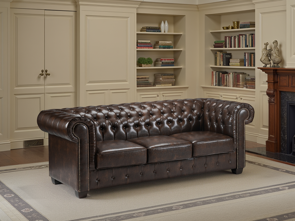 Molvion Sofa Antique Brown 3 Seater