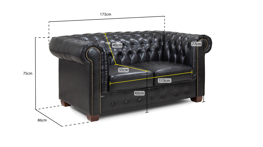 Molvion Sofa Black 2 Seater