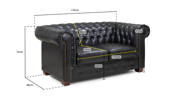 Molvion Sofa Black 2 Seater