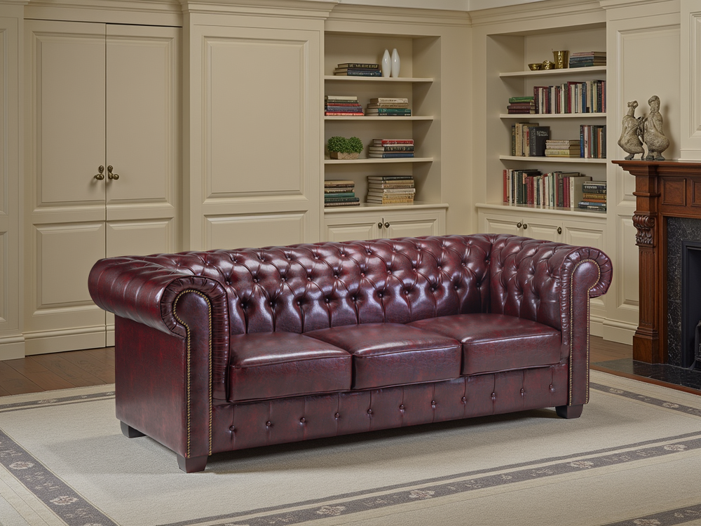 Molvion Sofa Oxblood Red 3 Seater