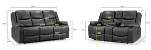 Obrienn Electric Recliner Sofa Black 3+2 Set