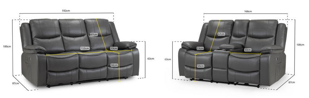 Obrienn Electric Recliner Sofa Grey 3+2 Set
