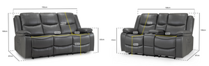 Obrienn Electric Recliner Sofa Grey 3+2 Set