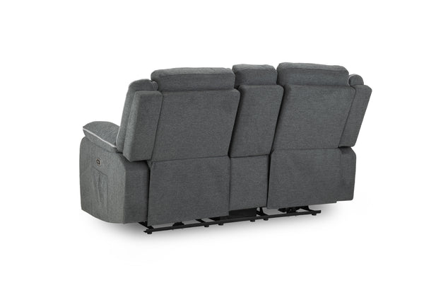 Obrienn Electric Recliner Sofa Grey Fabric 2 Seater