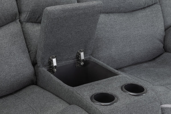 Obrienn Electric Recliner Sofa Grey Fabric 2 Seater