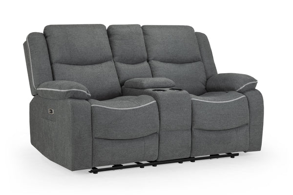 Obrienn Electric Recliner Sofa Grey Fabric 2 Seater