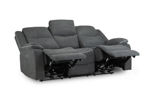Obrienn Electric Recliner Sofa Grey Fabric 3 Seater