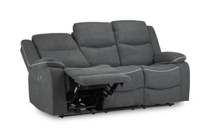Obrienn Electric Recliner Sofa Grey Fabric 3 Seater
