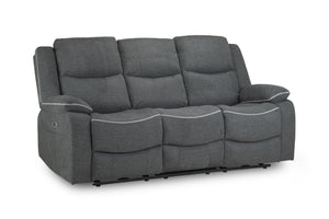 Obrienn Electric Recliner Sofa Grey Fabric 3 Seater