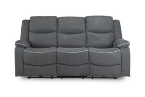 Obrienn Electric Recliner Sofa Grey Fabric 3 Seater