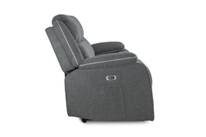 Obrienn Electric Recliner Sofa Grey Fabric 3 Seater