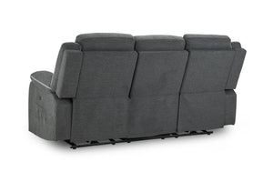 Obrienn Electric Recliner Sofa Grey Fabric 3 Seater
