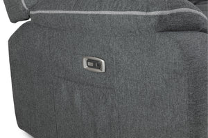 Obrienn Electric Recliner Sofa Grey Fabric 3 Seater