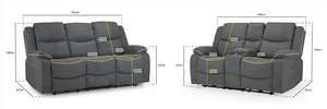 Obrienn Electric Recliner Sofa Grey Fabric 3+2 Set