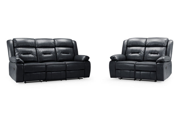 Olivan Recliner Sofa Black 3+2 Set