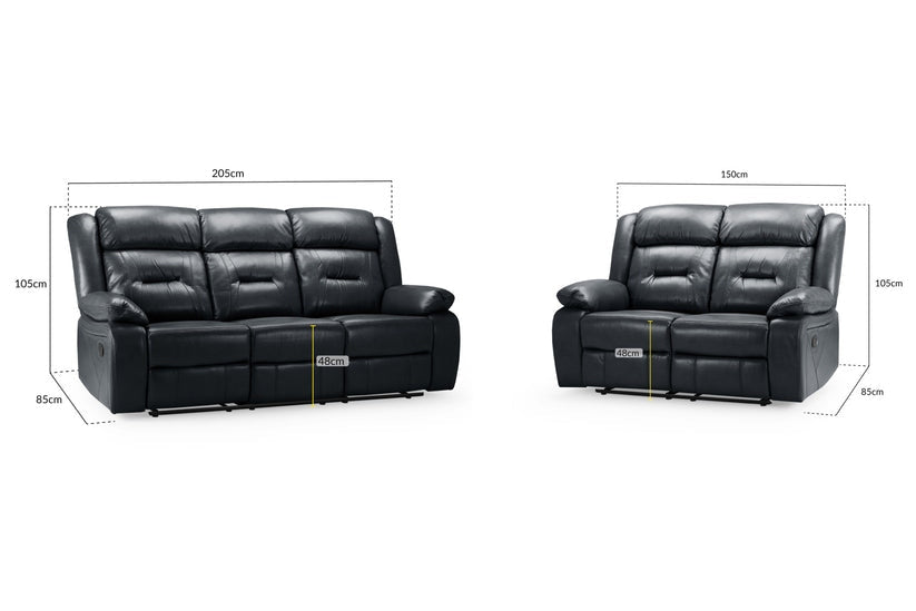 Olivan Recliner Sofa Black 3+2 Set