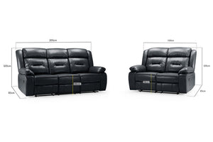 Olivan Recliner Sofa Black 3+2 Set