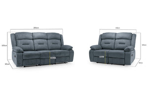 Olivan Recliner Sofa Grey Fabric 3+2 Set