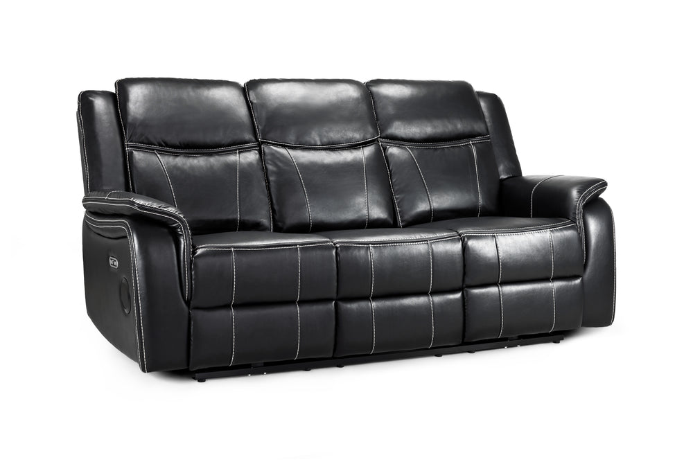 Orvex Recliner Sofa Black 3 Seater