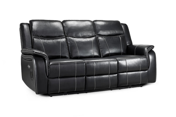 Orvex Recliner Sofa Black 3 Seater