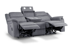 Orvex Recliner Sofa Grey Fabric 3 Seater