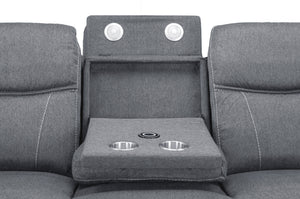 Orvex Recliner Sofa Grey Fabric 3 Seater