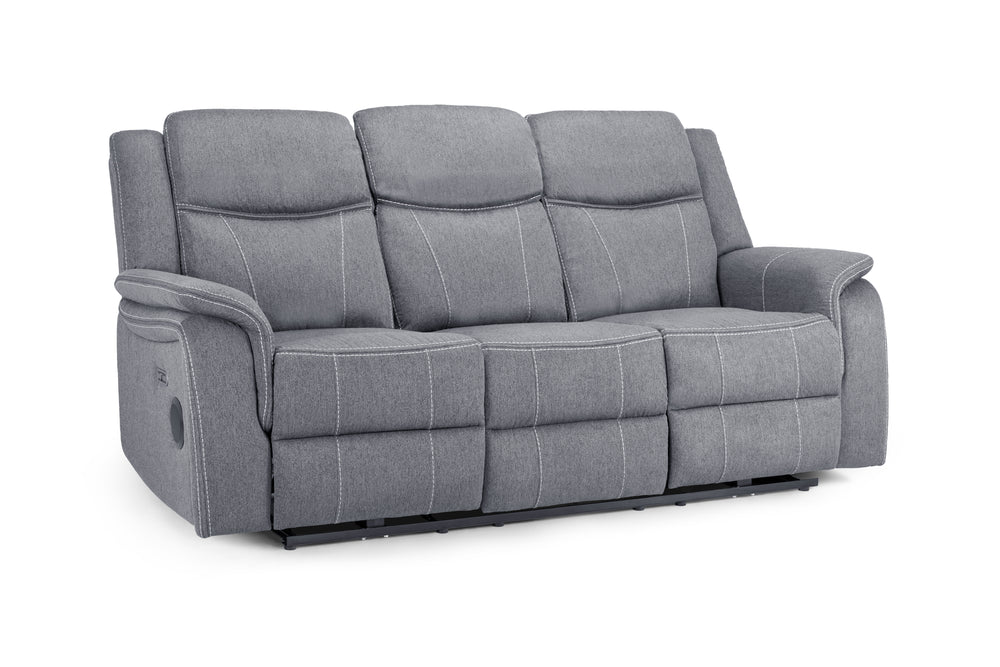 Orvex Recliner Sofa Grey Fabric 3 Seater