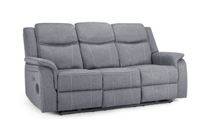 Orvex Recliner Sofa Grey Fabric 3 Seater