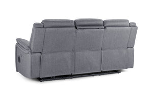 Orvex Recliner Sofa Grey Fabric 3 Seater