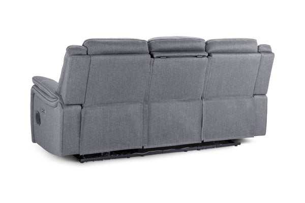 Orvex Recliner Sofa Grey Fabric 3 Seater